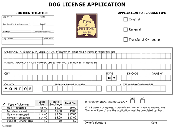 Dog License Application