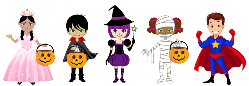 Cartoon kids in costume