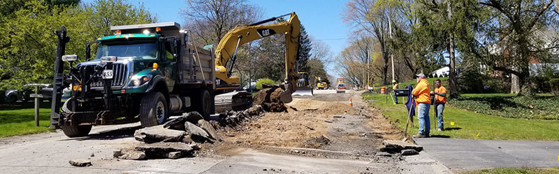 Construction work on a road