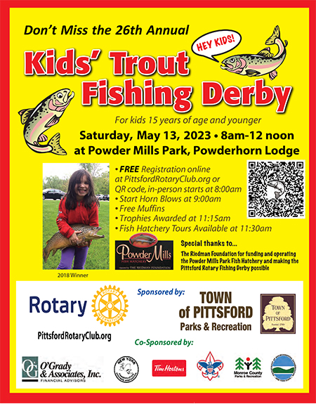 Pittsford Rotary Kids' Trout Fishing Derby is Saturday, May 13