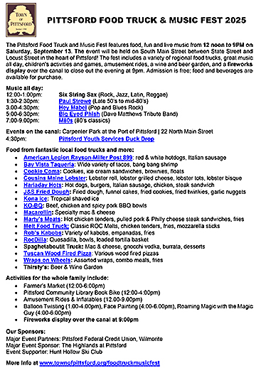 Food Truck and Music Fest Info Sheet
