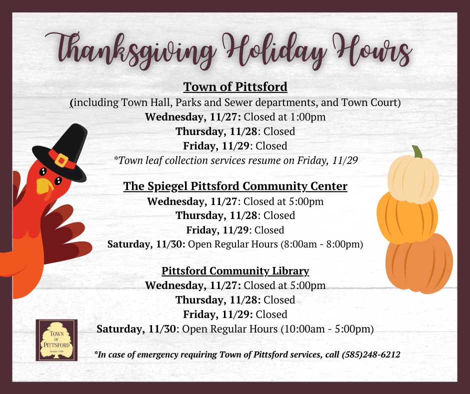 Thanksgiving holiday Hours