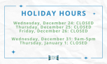 Christmas and New Years Holiday Hours