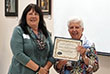 GAHWNY Executive Council Chair and Wyoming County Historian, Cindy Amrhein, presenting Pittsford Town and Village Historian Audrey Maxfield Johnson the award. 