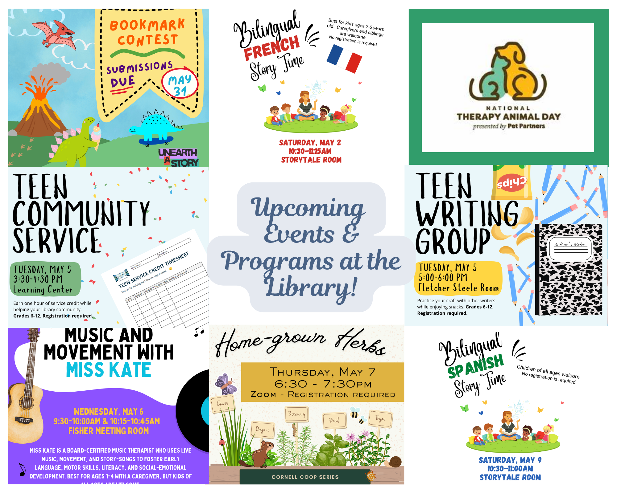 Collage of Library Event Flyers