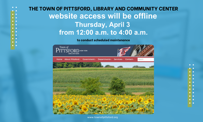 Town Library Community Center website access offline 4/3/25 graphic