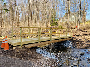 Walking bridge connecting neighborhoods