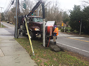Flush truck in Pittsford