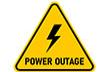 Power outage symbol - yellow triangle with black lightening bolt