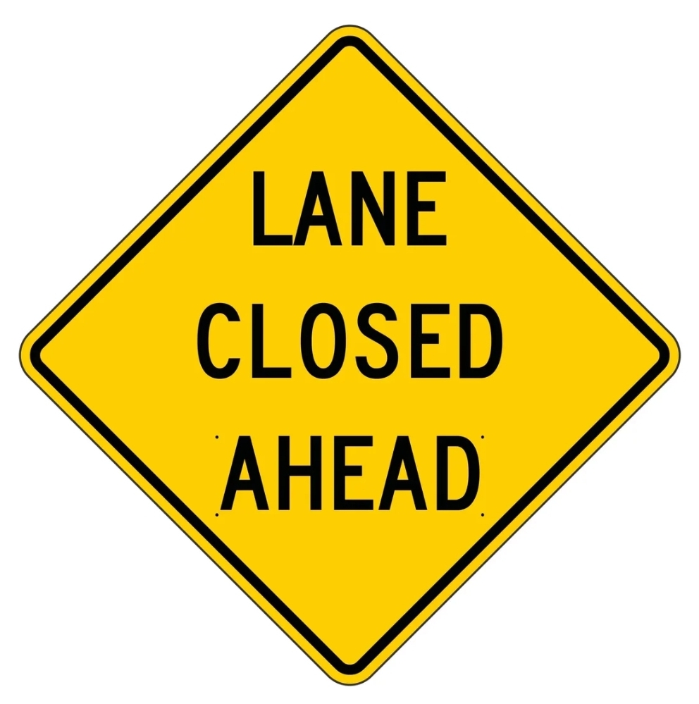 Lane closedyellow sign graphic